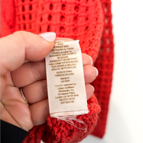 Free People Red Cowl Neck Sweater with Lattice Knit - Picture 4 of 5